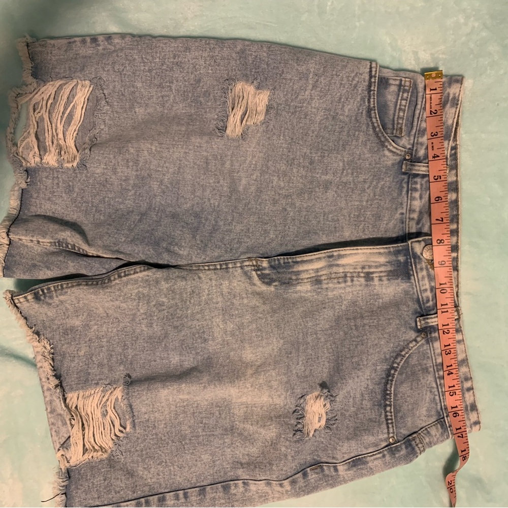 Women’s Light Blue Distressed Denim Shorts